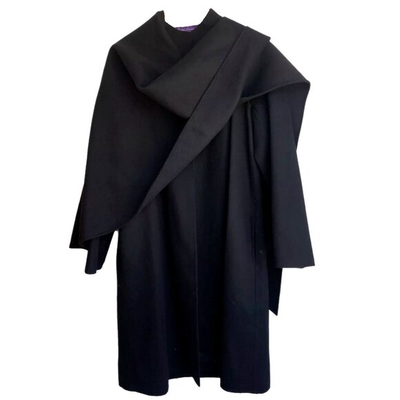 Ralph Lauren Collection Purple Label Black Scarf Shawl Wrap Wool Jacket Coat 6 M - Picture 1 of 13